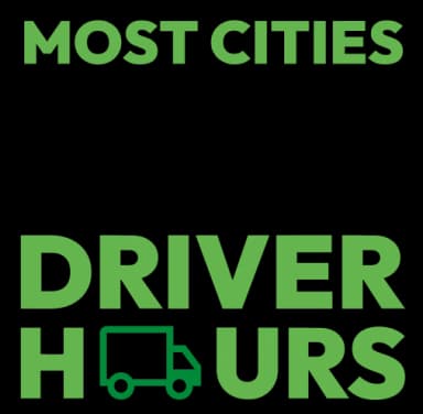 Most cities reached within legal HGV driver hours