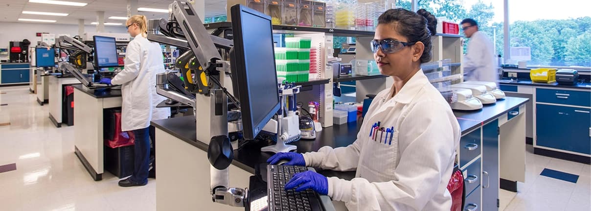 lab technician inside Charles River Laboratories, Keele University